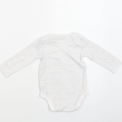 TU Baby White Striped Cotton Romper One-Piece Size 9-12 Months  Snap