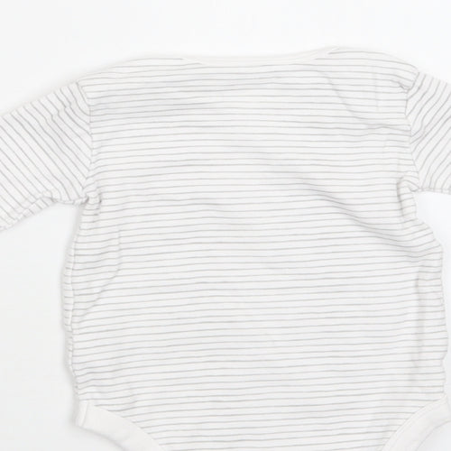 TU Baby White Striped Cotton Romper One-Piece Size 9-12 Months  Snap