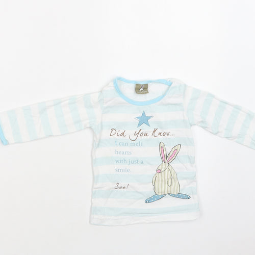 Little Rufus Baby Green Striped Cotton Basic T-Shirt Size 9-12 Months Crew Neck