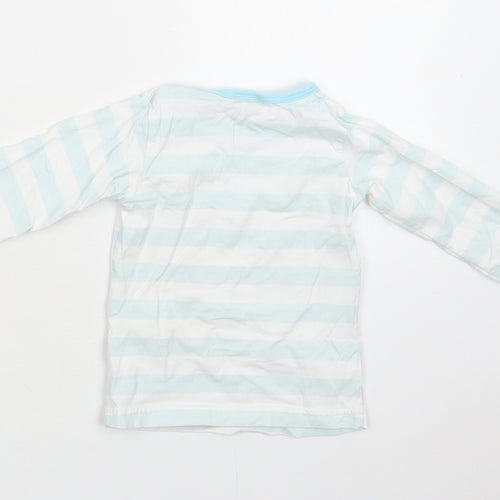 Little Rufus Baby Green Striped Cotton Basic T-Shirt Size 9-12 Months Crew Neck
