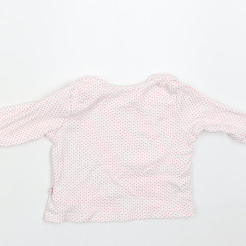 M&S Baby White Polka Dot Cotton Basic Blouse Size 6-9 Months Crew Neck