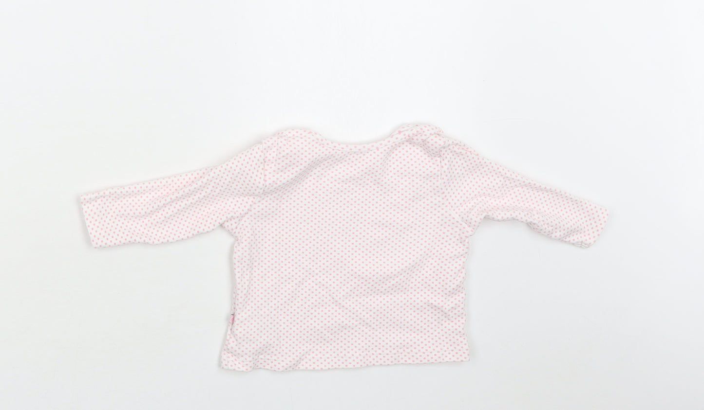 M&S Baby White Polka Dot Cotton Basic Blouse Size 6-9 Months Crew Neck