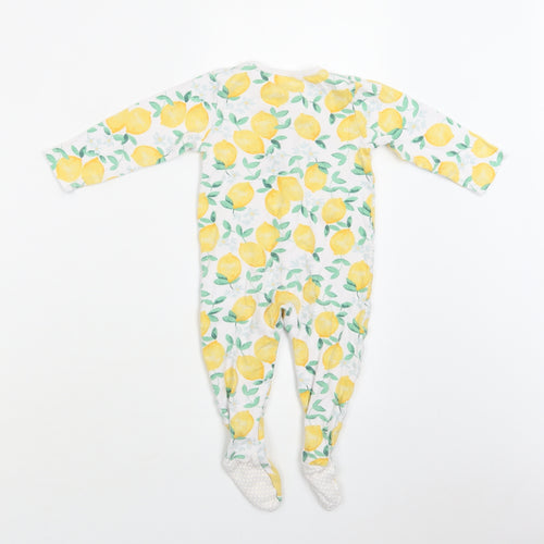 TU Baby White Floral Cotton Babygrow One-Piece Size 9-12 Months  Snap - Lemon Print