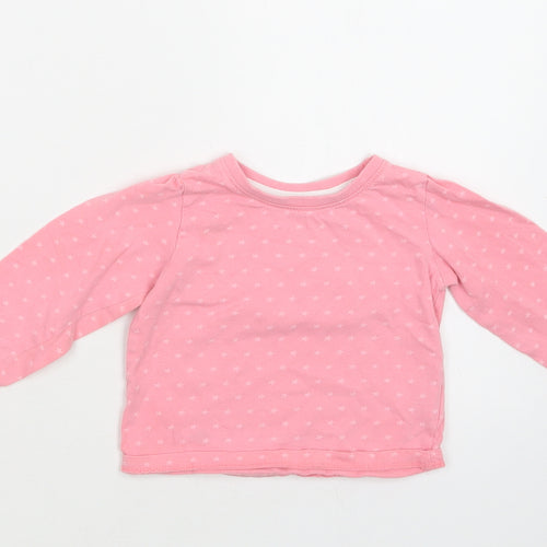 Primark Baby Pink Geometric Cotton Basic T-Shirt Size 9-12 Months Crew Neck  - Star Print