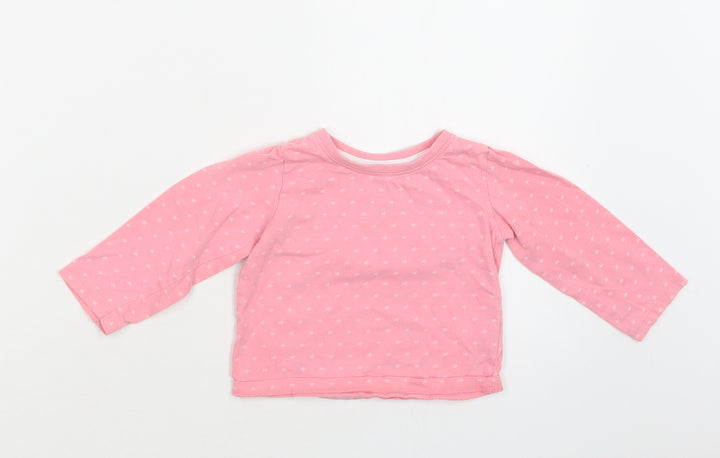 Primark Baby Pink Geometric Cotton Basic T-Shirt Size 9-12 Months Crew Neck  - Star Print