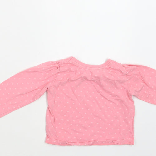 Primark Baby Pink Geometric Cotton Basic T-Shirt Size 9-12 Months Crew Neck  - Star Print