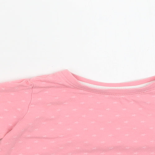 Primark Baby Pink Geometric Cotton Basic T-Shirt Size 9-12 Months Crew Neck  - Star Print