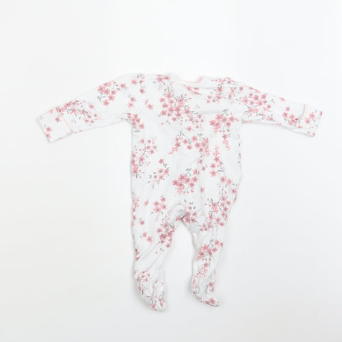 George Baby White Floral Cotton Babygrow One-Piece Size 3-6 Months  Snap