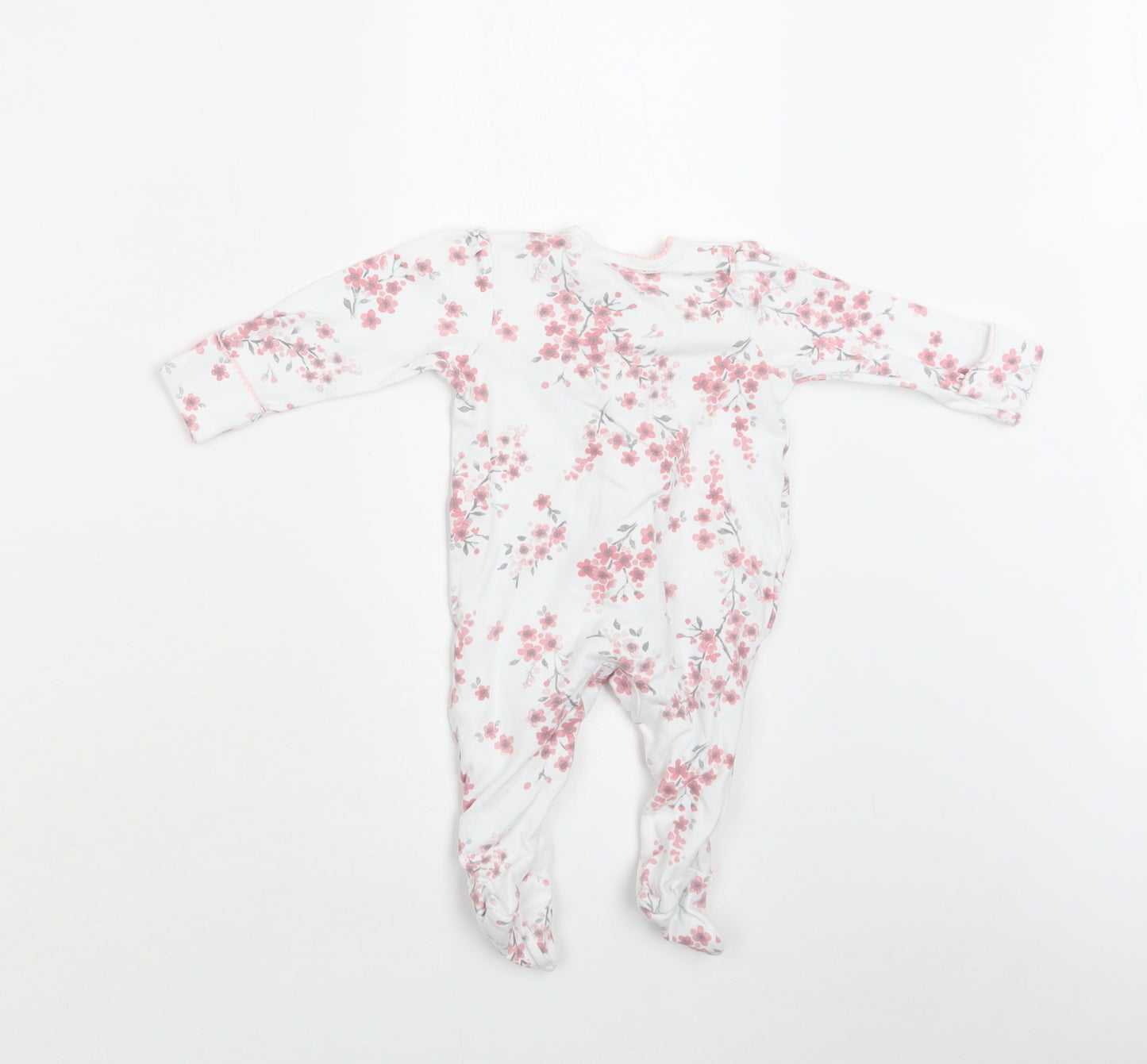 George Baby White Floral Cotton Babygrow One-Piece Size 3-6 Months  Snap