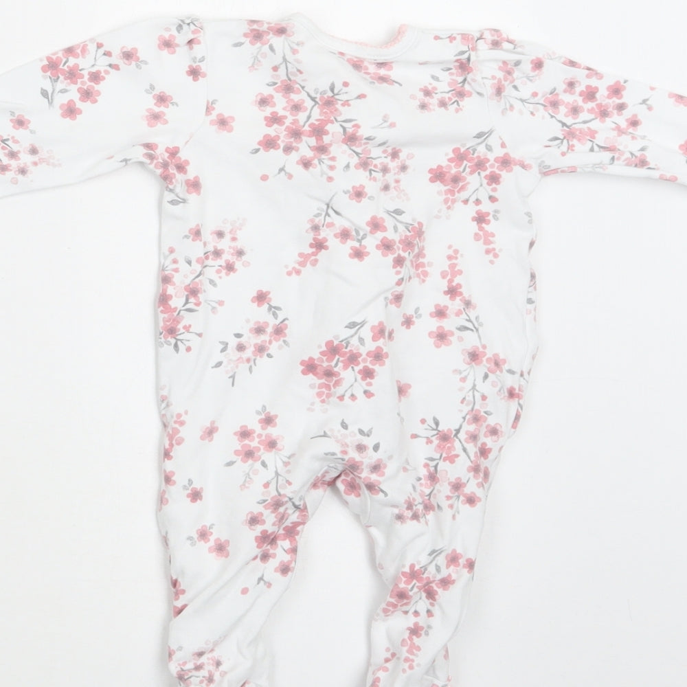 George Baby White Floral Cotton Babygrow One-Piece Size 3-6 Months  Snap