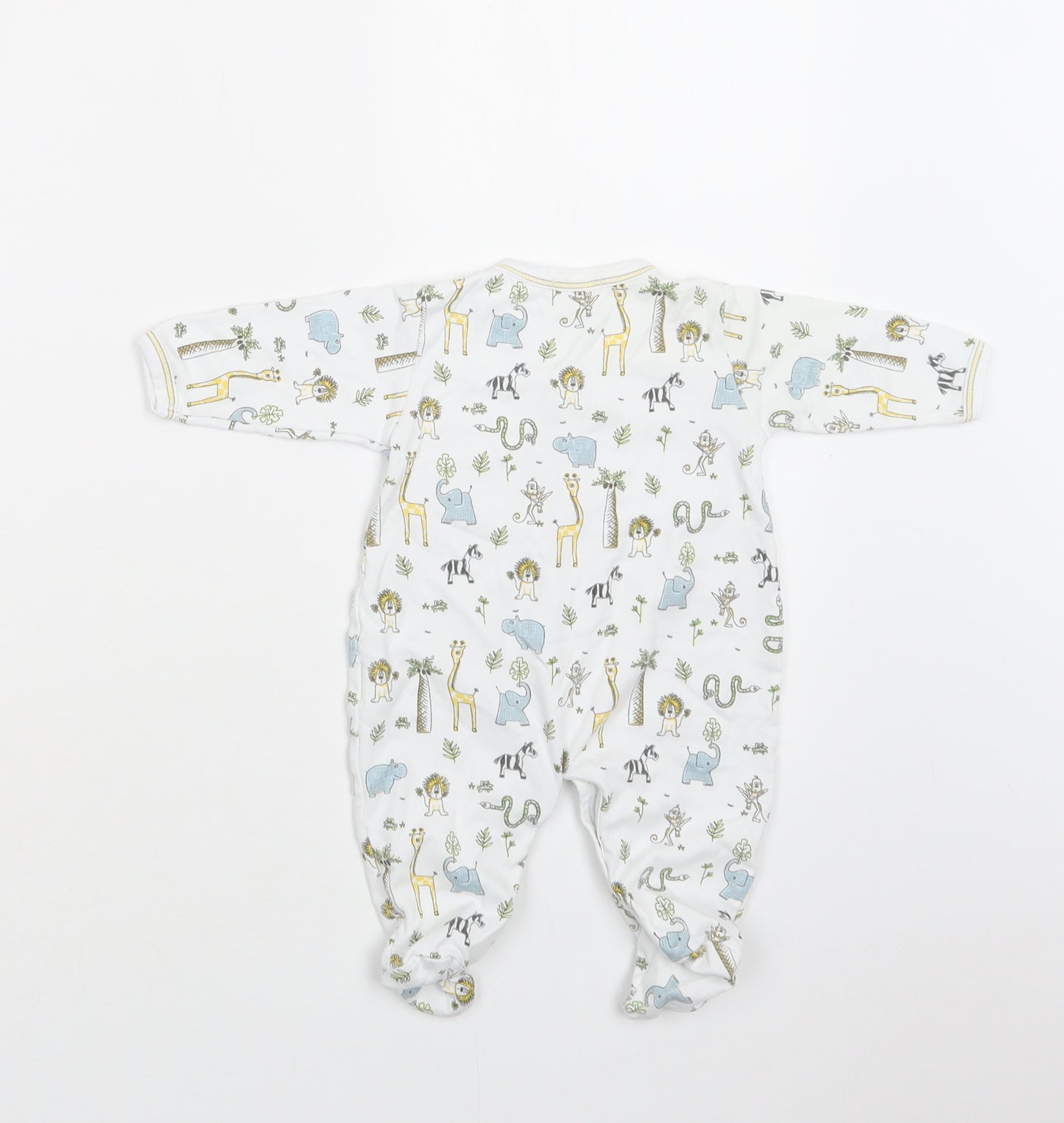 Kissy Kissy Baby White Geometric Cotton Babygrow One-Piece Size 3-6 Months  Snap - Cute Animals Print