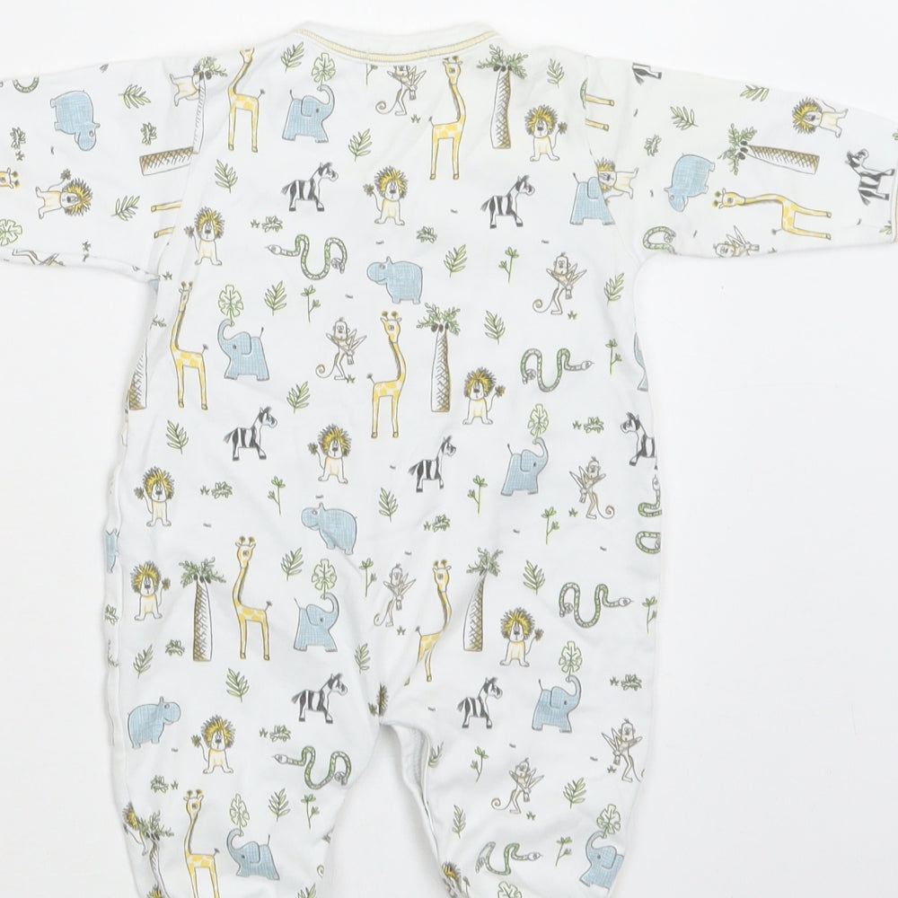 Kissy Kissy Baby White Geometric Cotton Babygrow One-Piece Size 3-6 Months  Snap - Cute Animals Print