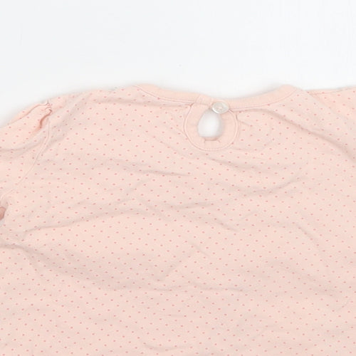 F&F Baby Pink Polka Dot Cotton Basic Blouse Size 9-12 Months Crew Neck Button