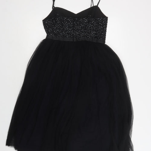Needle & Thread Womens Black  Nylon Fit & Flare  Size 12  V-Neck Zip