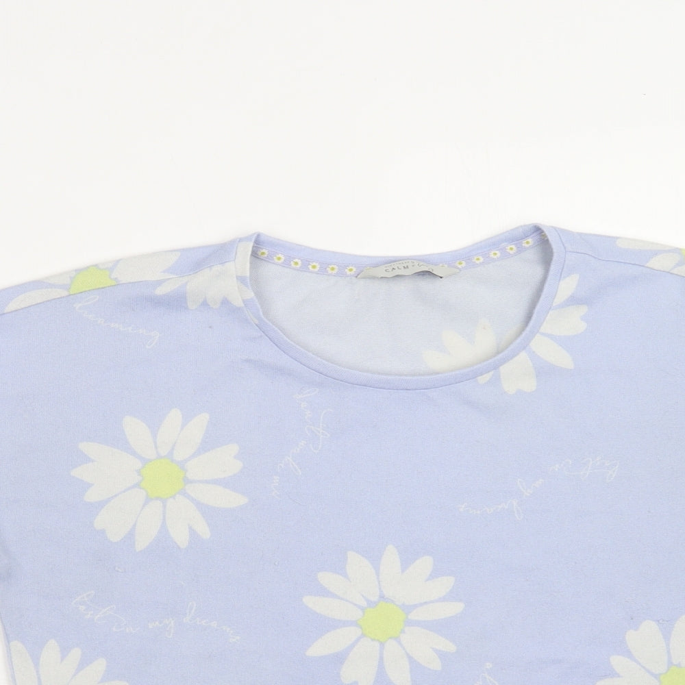 George Womens Blue Floral Polyester Top Pyjama Top Size 10