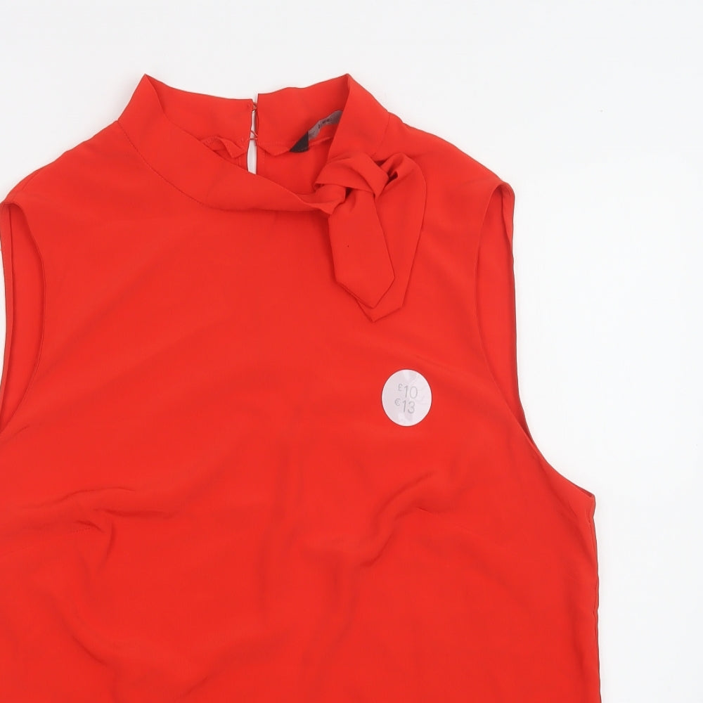 F&F Womens Red  Polyester Basic Blouse Size 20 High Neck