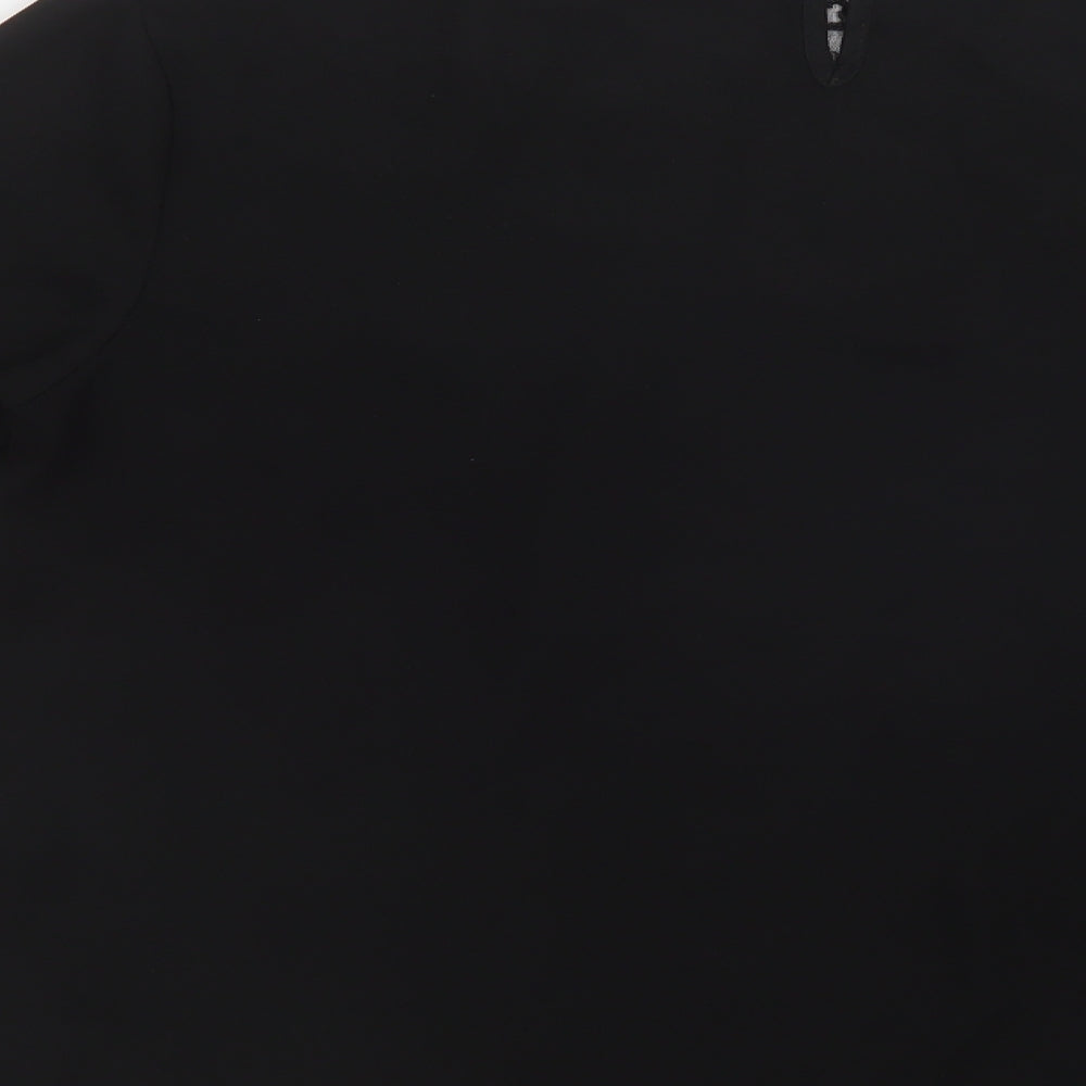 New Look Womens Black  Polyester Basic Blouse Size 14 Round Neck - Lace Detail