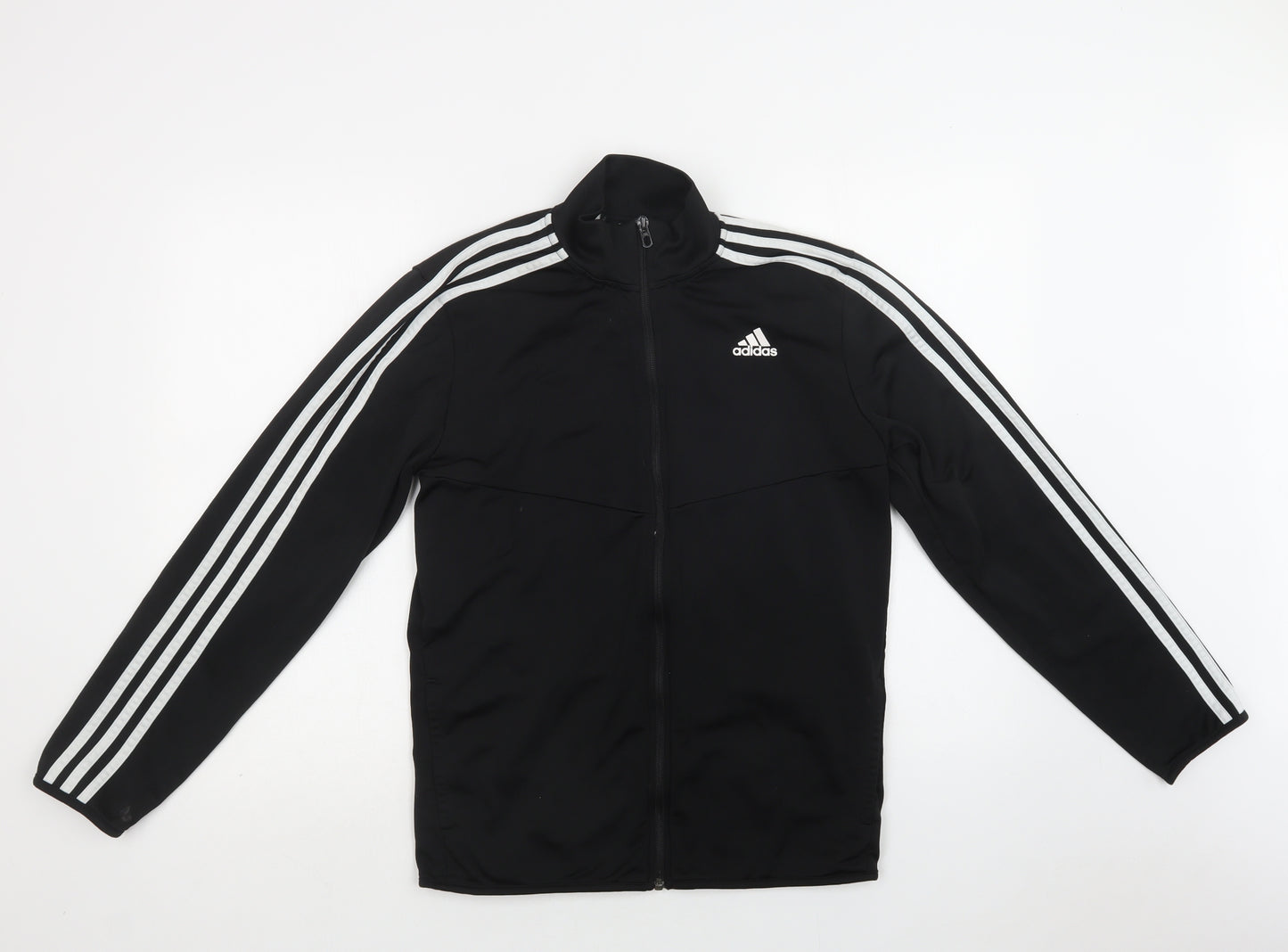 adidas Boys Black Striped Polyester Full Zip Sweatshirt Size 15-16 Years  Zip
