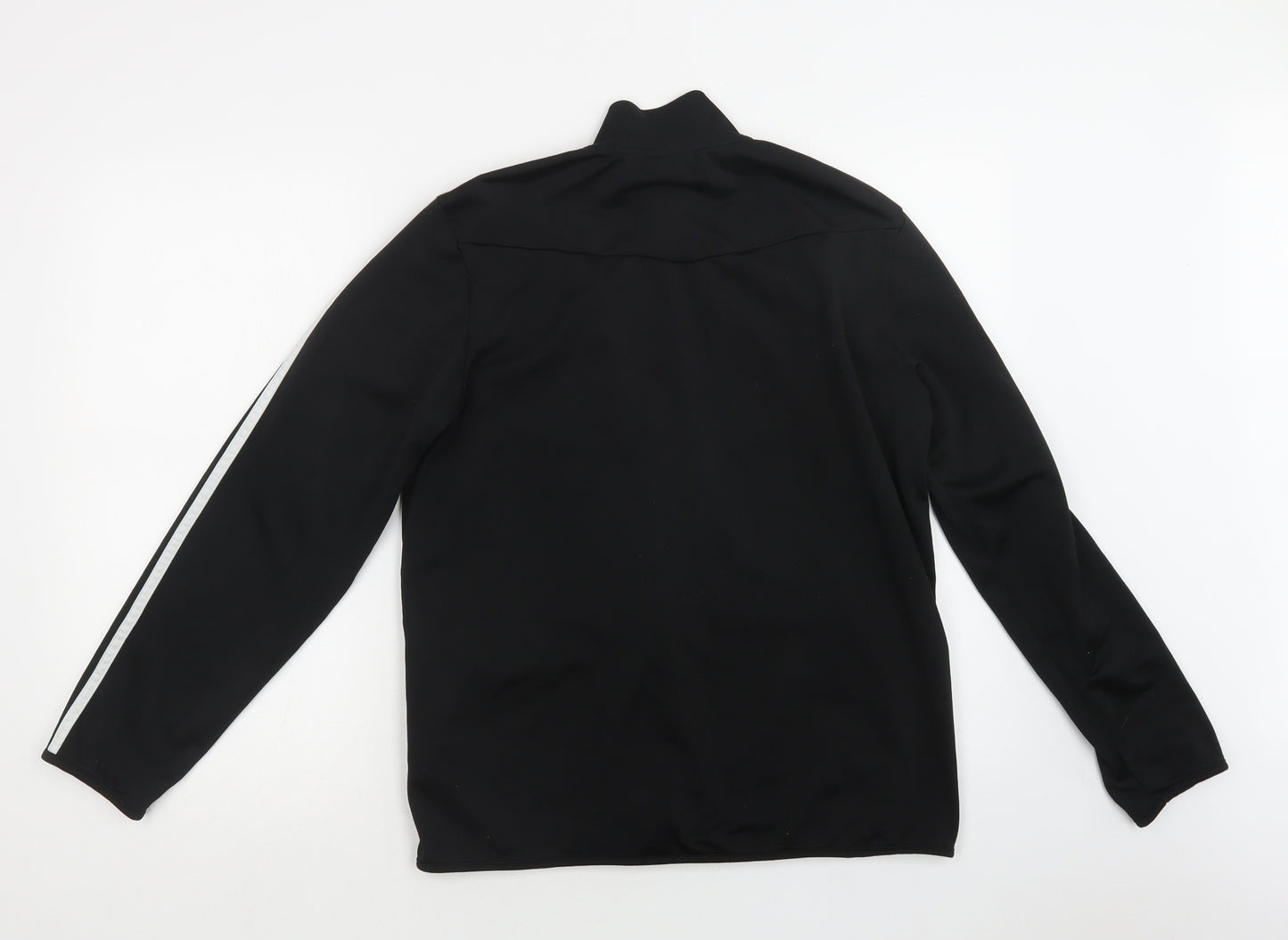 adidas Boys Black Striped Polyester Full Zip Sweatshirt Size 15-16 Years  Zip