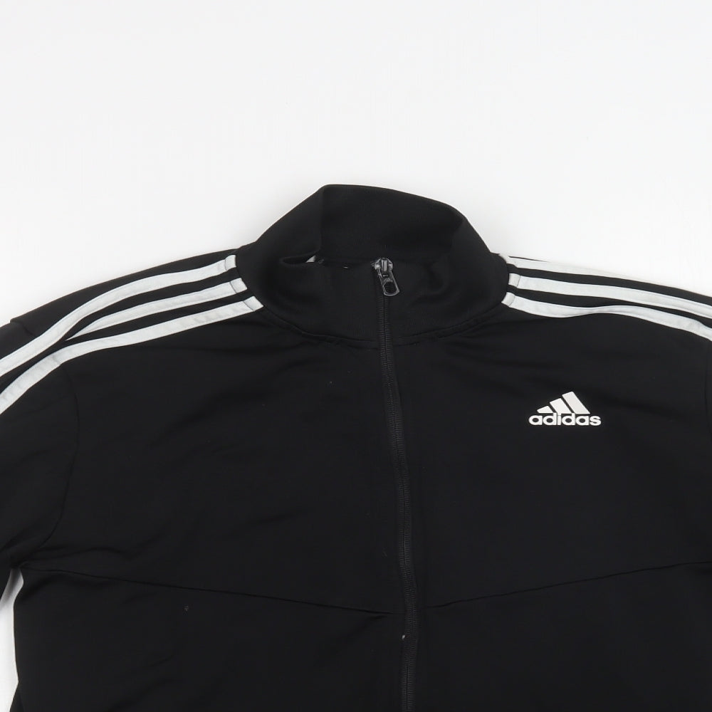 adidas Boys Black Striped Polyester Full Zip Sweatshirt Size 15-16 Years  Zip