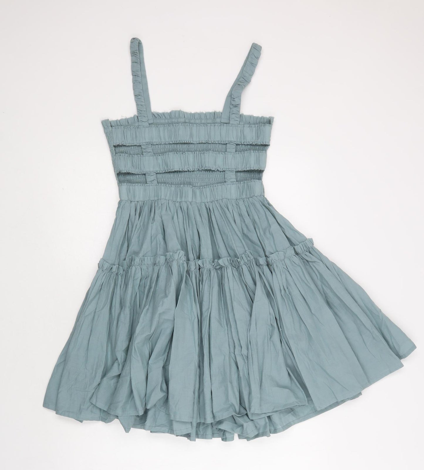 ASOS Womens Green  Cotton Fit & Flare  Size 10  Square Neck