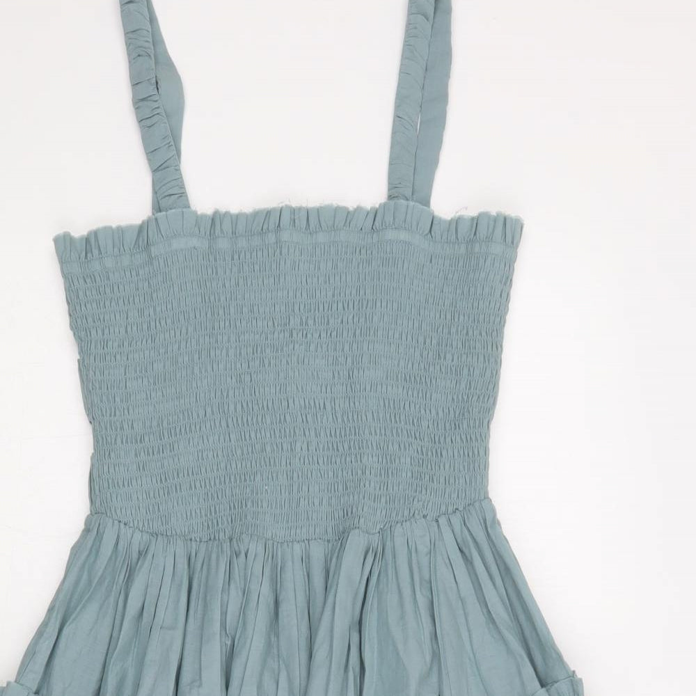 ASOS Womens Green  Cotton Fit & Flare  Size 10  Square Neck