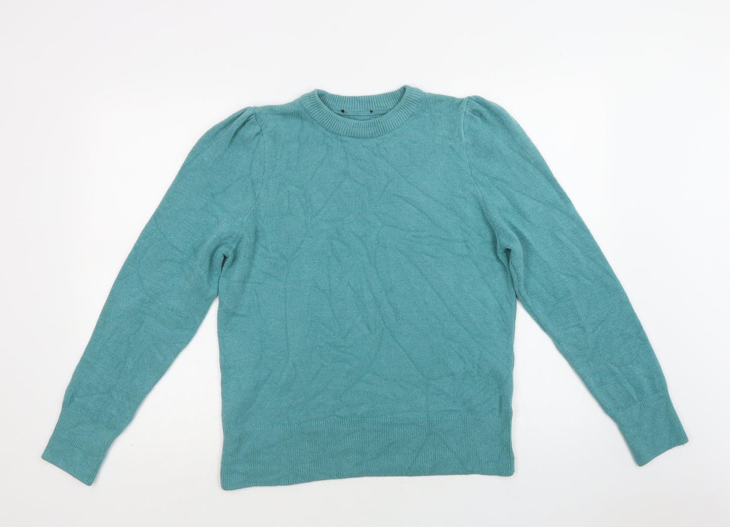 F&F Womens Green Crew Neck  Acrylic Pullover Jumper Size 14