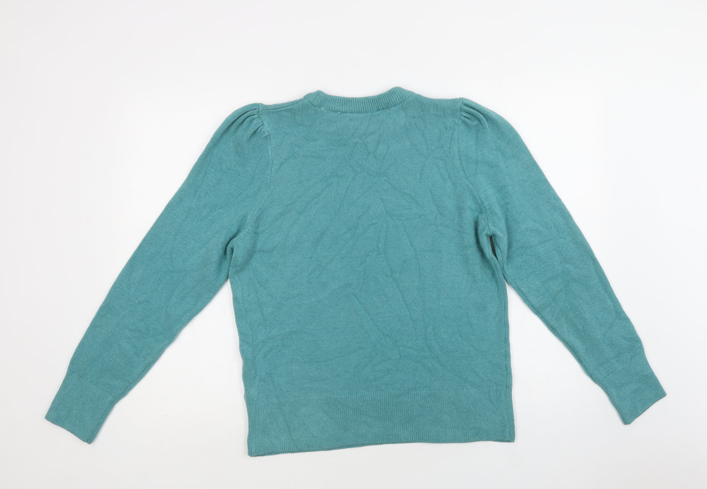 F&F Womens Green Crew Neck  Acrylic Pullover Jumper Size 14