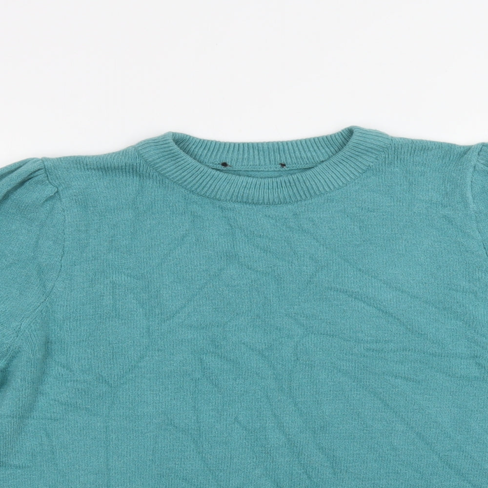 F&F Womens Green Crew Neck  Acrylic Pullover Jumper Size 14