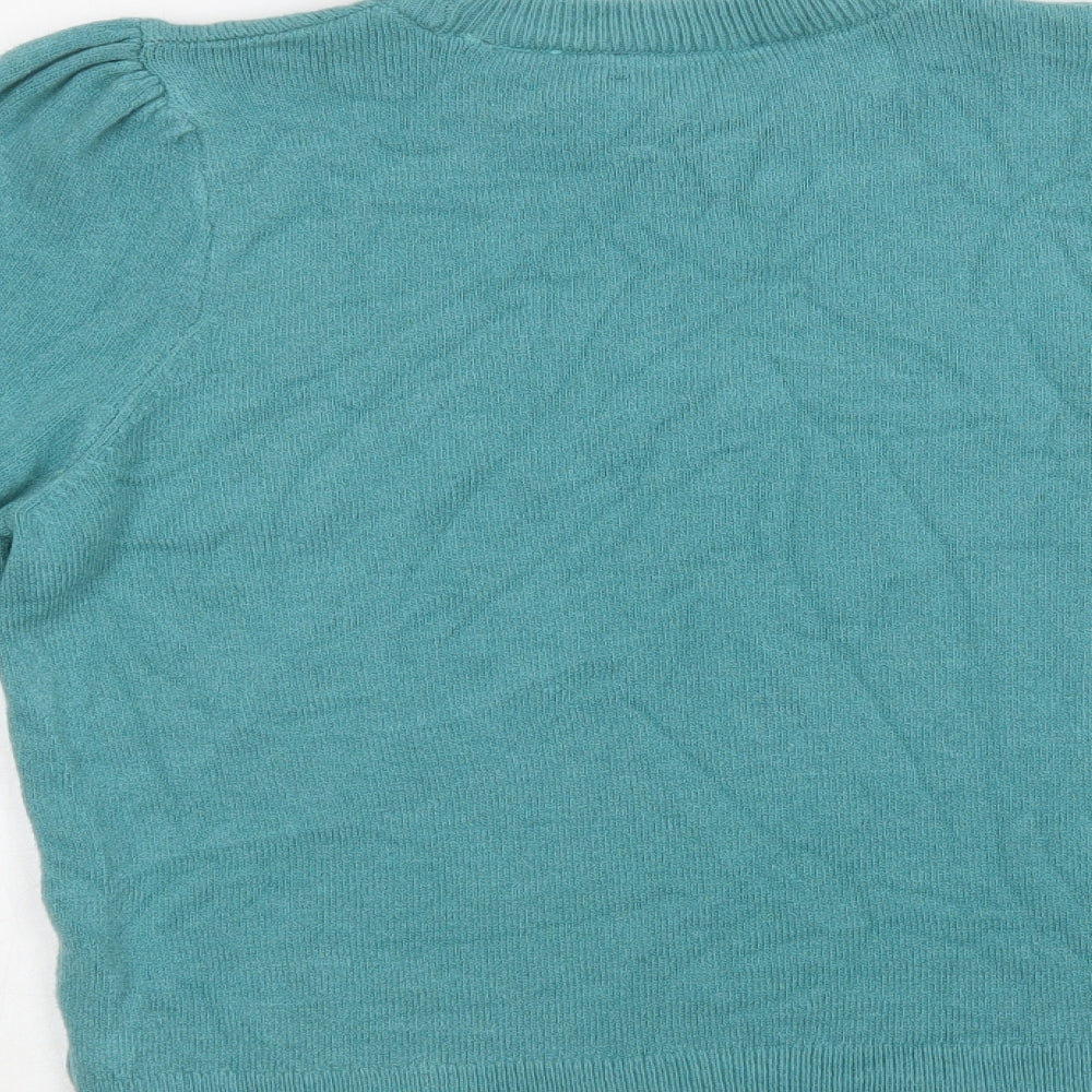 F&F Womens Green Crew Neck  Acrylic Pullover Jumper Size 14