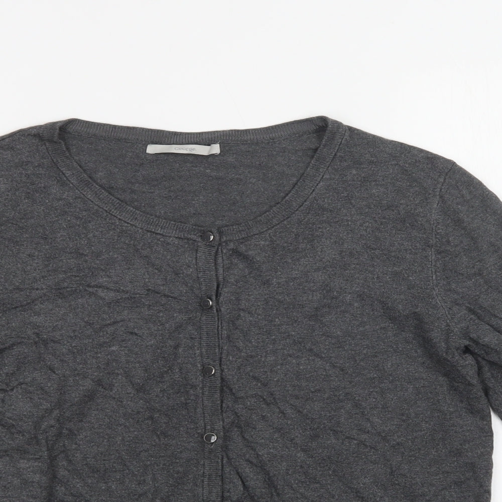 George Womens Grey Crew Neck  Viscose Cardigan Jumper Size 12