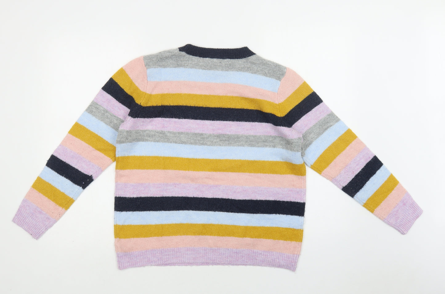 Bonmarché Womens Multicoloured Crew Neck Striped Acrylic Pullover Jumper Size 14