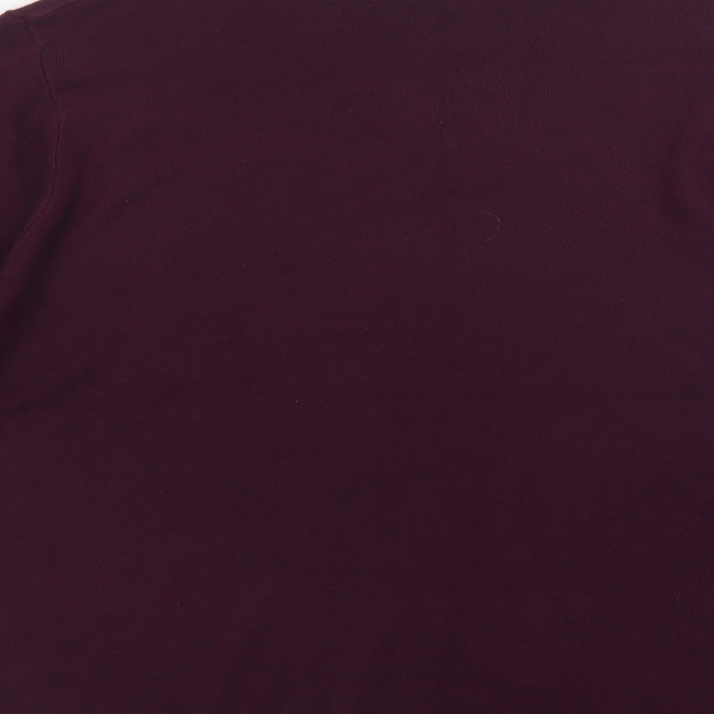 George Mens Purple V-Neck  Acrylic Pullover Jumper Size L