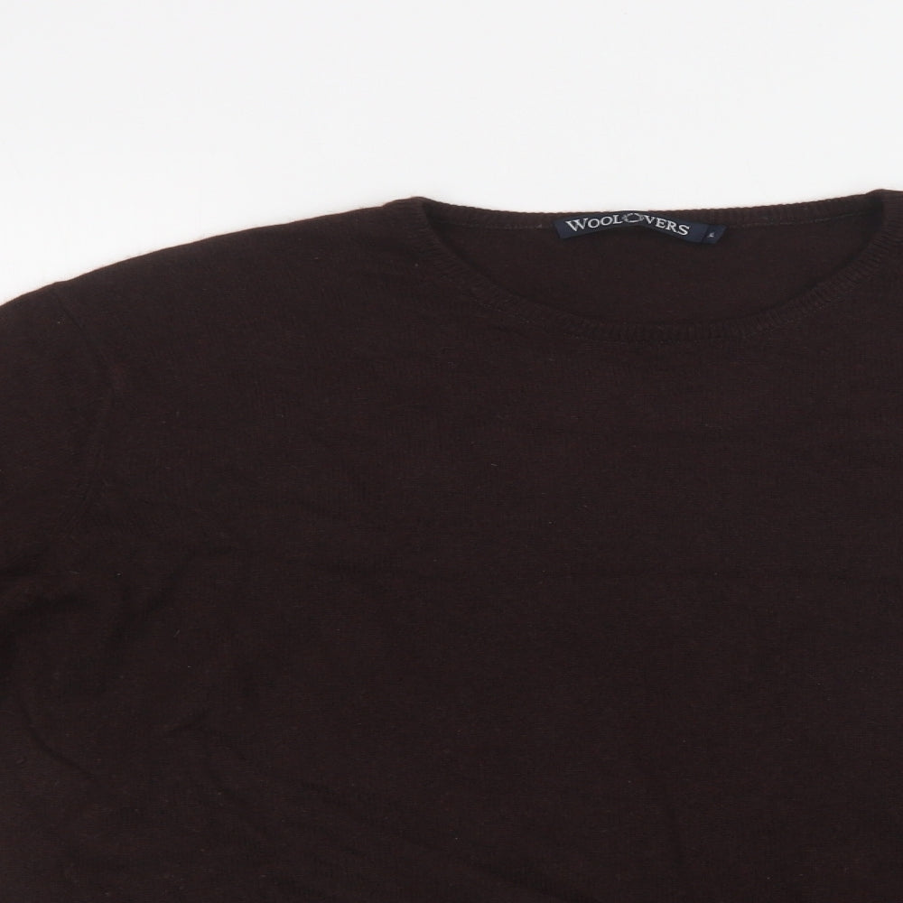 Woolovers Womens Brown Crew Neck  Wool Pullover Jumper Size XL