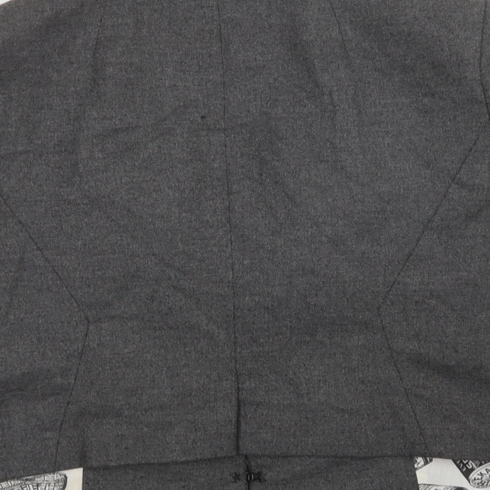 River Island Womens Grey   Military Jacket Blazer Size 16  Hook & Eye