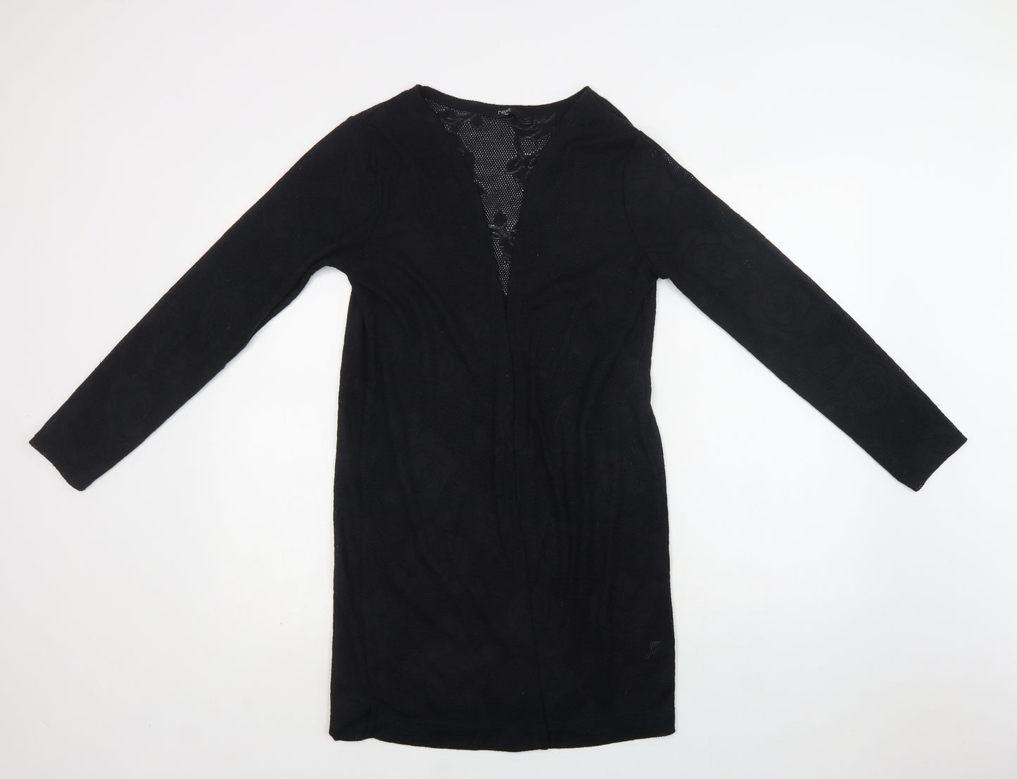 NEXT Womens Black V-Neck Floral Polyester Cardigan Jumper Size 12