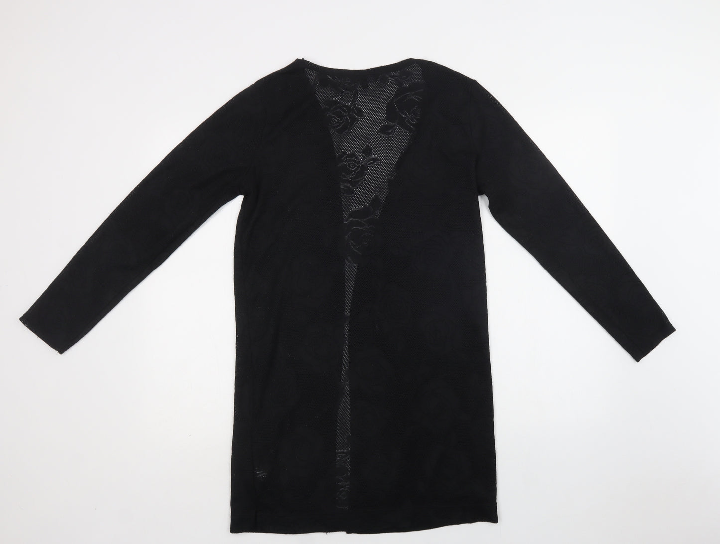 NEXT Womens Black V-Neck Floral Polyester Cardigan Jumper Size 12
