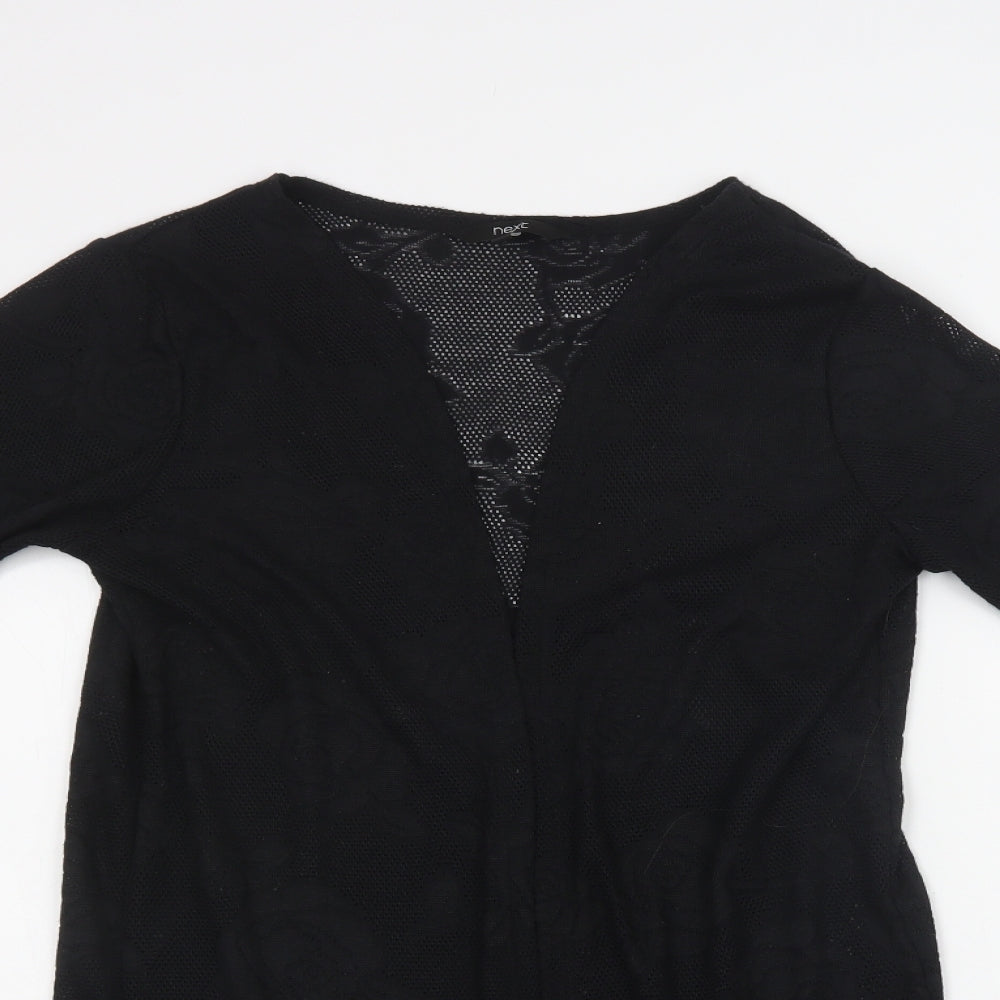 NEXT Womens Black V-Neck Floral Polyester Cardigan Jumper Size 12