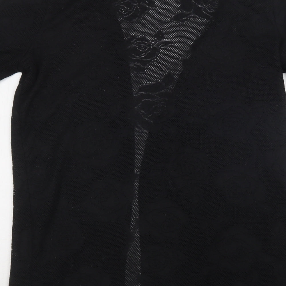 NEXT Womens Black V-Neck Floral Polyester Cardigan Jumper Size 12