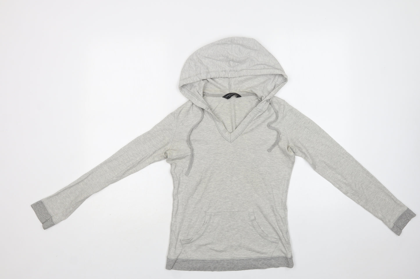 Dorothy Perkins Womens Grey Striped Cotton Pullover Hoodie Size 8