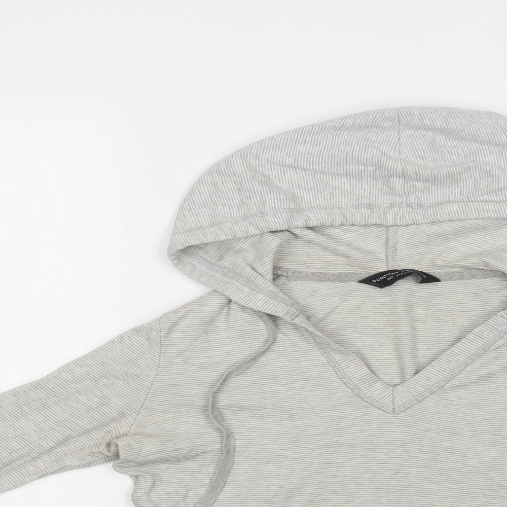 Dorothy Perkins Womens Grey Striped Cotton Pullover Hoodie Size 8