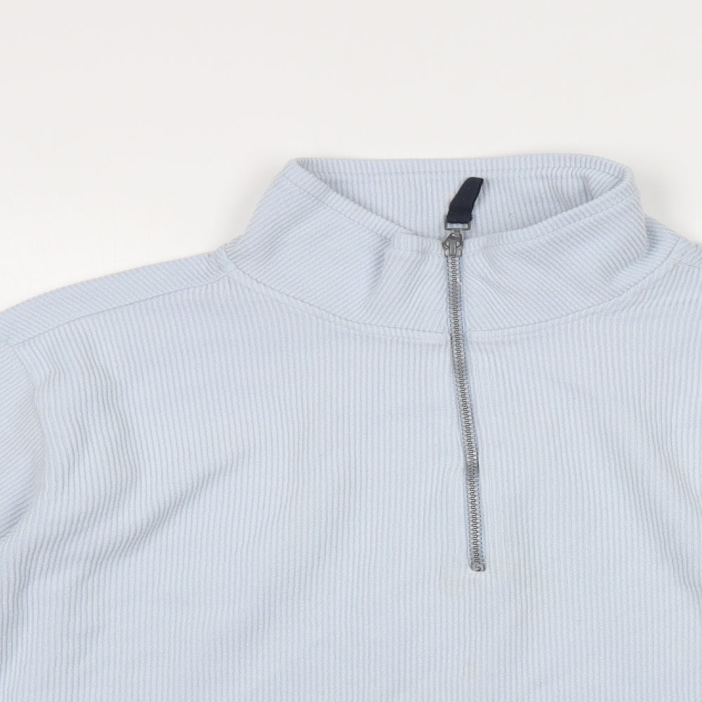 Quba Sails Womens Blue  Cotton Henley Sweatshirt Size L  Zip