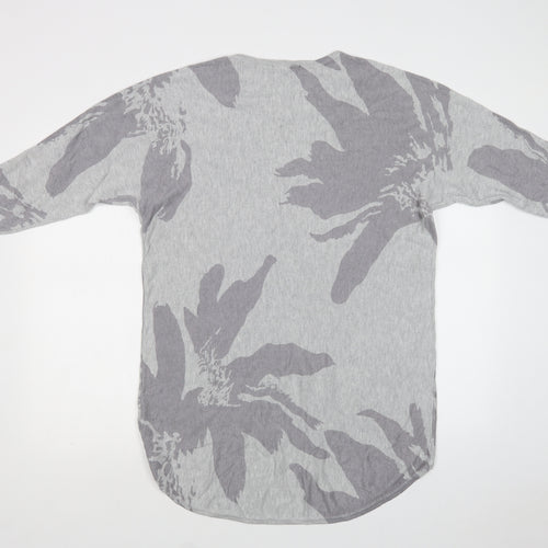 Viz a Viz Womens Grey Crew Neck Floral Viscose Tunic Jumper Size 14
