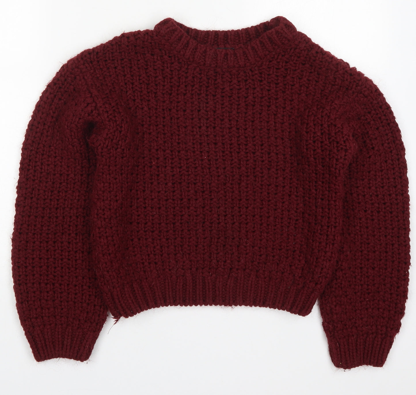 New Look Girls Red Round Neck  Acrylic Pullover Jumper Size 12-13 Years  Pullover