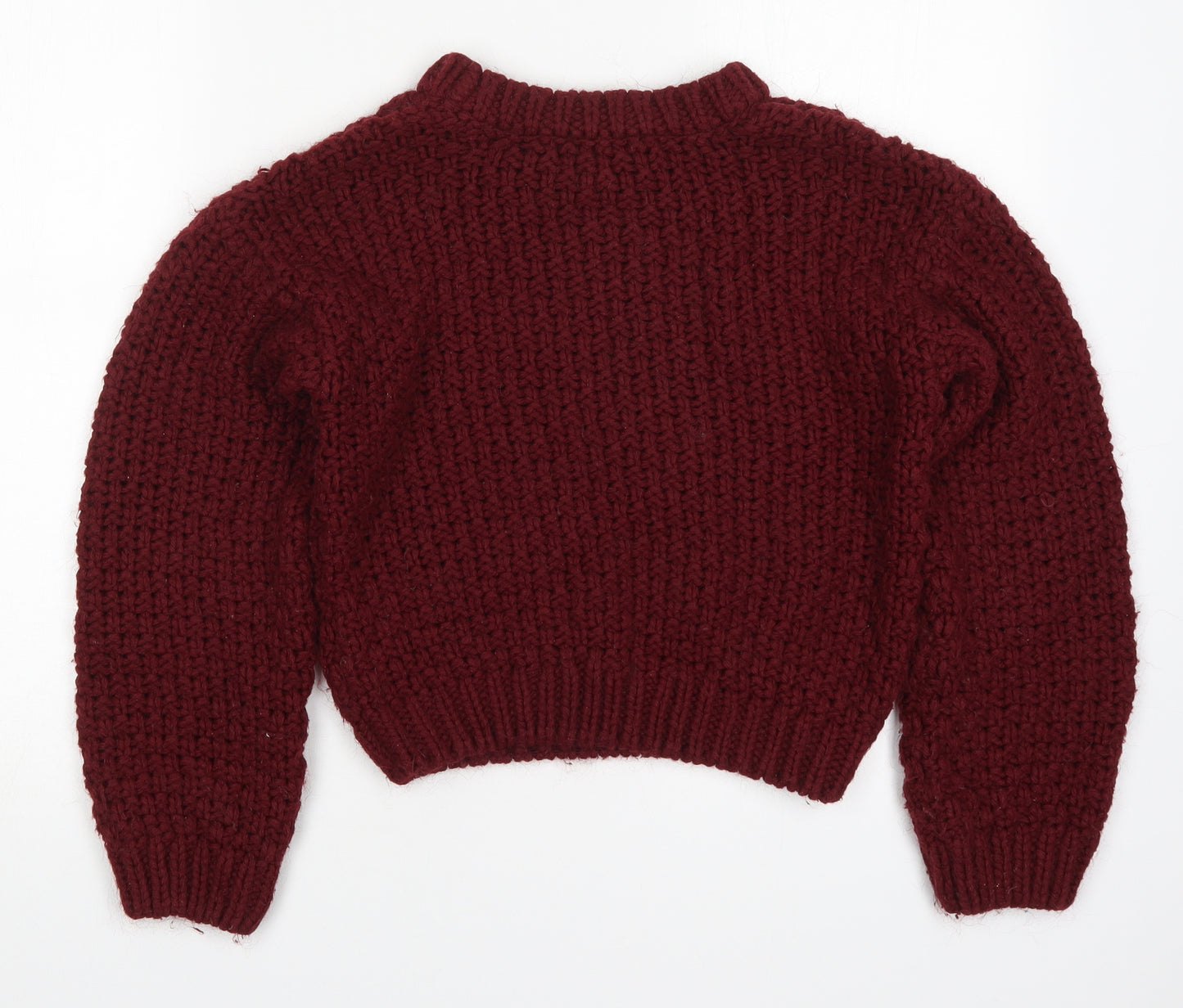 New Look Girls Red Round Neck  Acrylic Pullover Jumper Size 12-13 Years  Pullover