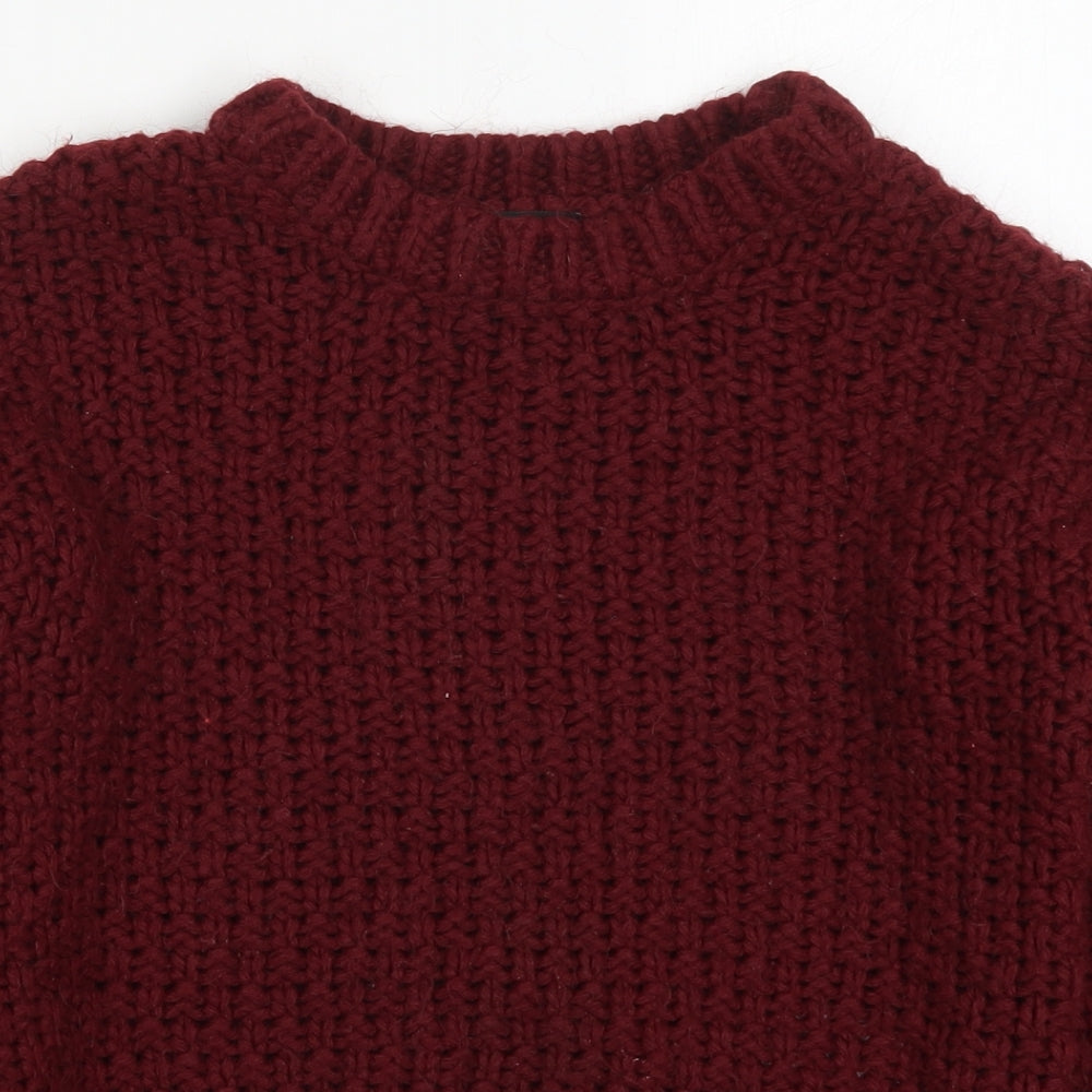 New Look Girls Red Round Neck  Acrylic Pullover Jumper Size 12-13 Years  Pullover