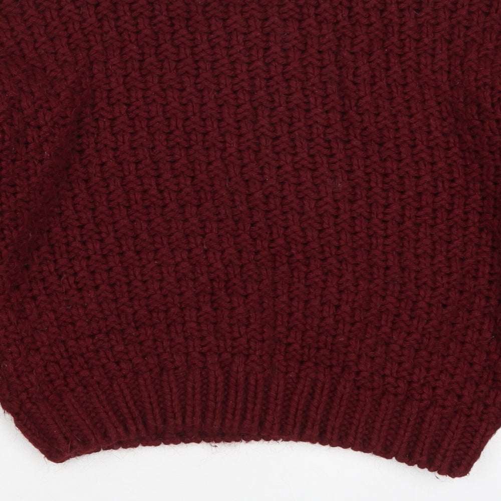 New Look Girls Red Round Neck  Acrylic Pullover Jumper Size 12-13 Years  Pullover