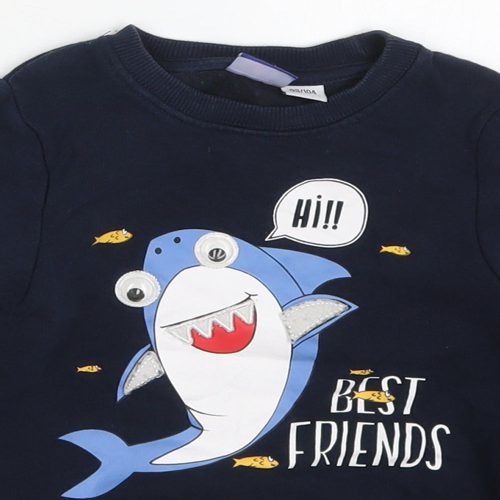 Lupilu Boys Blue  Cotton Pullover Sweatshirt Size 3-4 Years  Pullover - Shark Best Friends