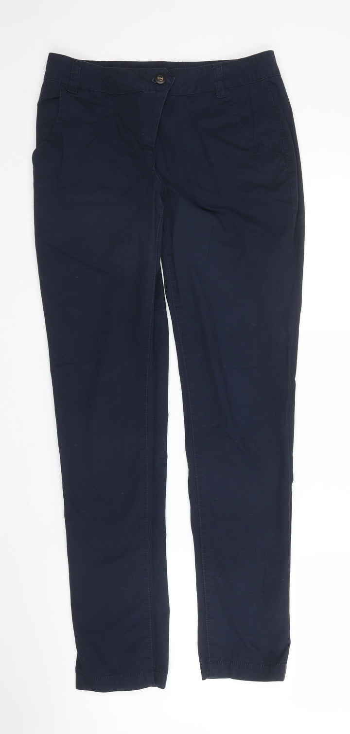 Dorothy Perkins Womens Blue Cotton Chino Trousers Size 6 L30 in Regular Zip
