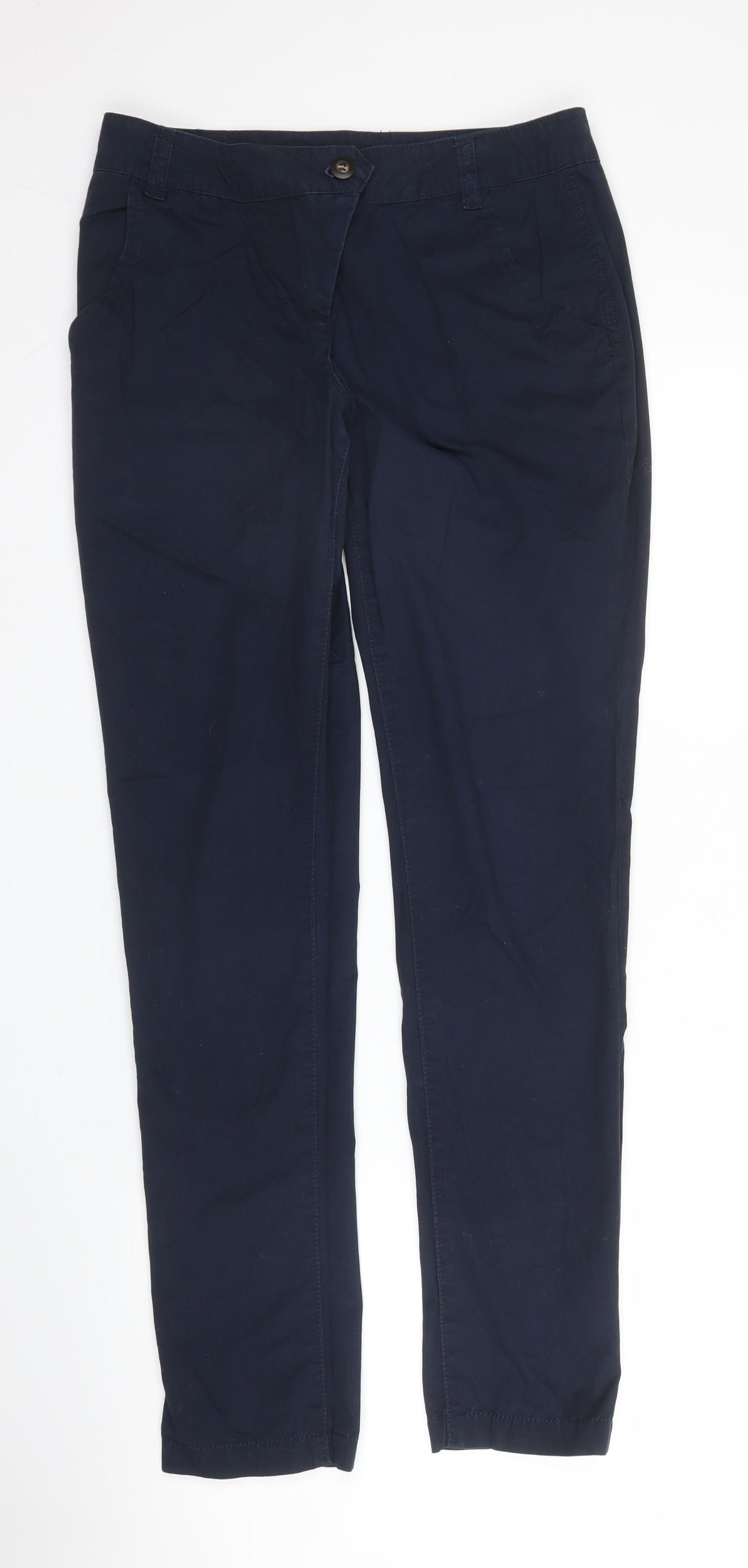 Dorothy Perkins Womens Blue  Cotton Chino Trousers Size 6 L30 in Regular Zip
